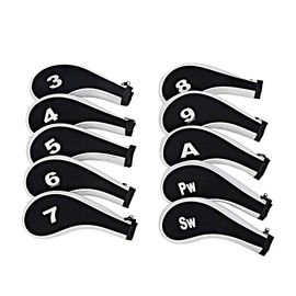 Golf Iron Covers Set of 10 Headcovers with Count Printed, Zippered, Long Neck, Club Protection, Durable, Stylish, Simple Design