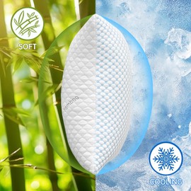 Splamdarrv Cooling Shredded Memory Foam Pillow Queen Size - Adjustable Loft for Back & Side Sleepers, Breathable & Supportive Bed Pillow with Removable Washable Cover(Queen Pack of 1)