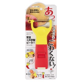 PEARL METAL Gajekon CC-1216 Peeler, Red x Yellow, Total Length 6.7 x Width 3.0 x Height 0.8 inches (17 x 7.5 x 2 cm), Safety-Shaped Peeler