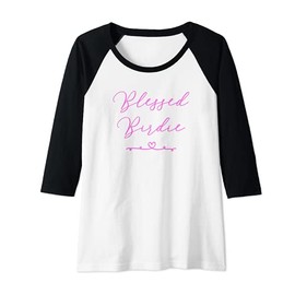 Womens Blessed Birdie Raglan Baseball Tee