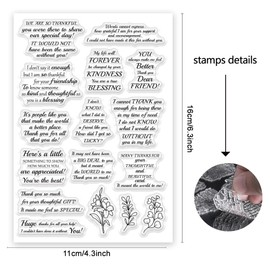 ORIGACH Thank You Clear Stamps Thank You Sentiments Silicone Stamps for Cards Making DIY Scrapbooking Photo Album Decoration, 6.3x4.3inch
