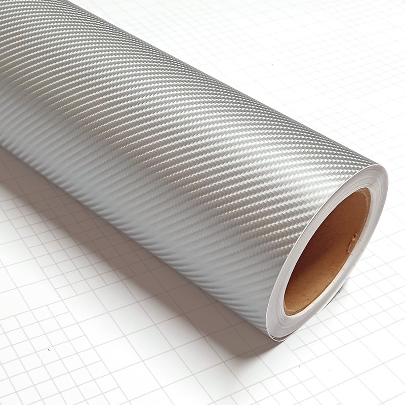 DIYAH 4D Silver Carbon Fiber Vinyl Wrap Sticker with Air