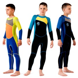Kids Wetsuit for Boys Toddlers by Scubadonkey | Wetsuit for Kids in 2.5mm Neoprene UPF 50+ | Meets CPSC Safety Requirements (Grey/Blue, 2)