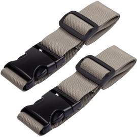 Wisdompro Luggage Strap, Suitcase Connecting Belt, Luggage Organizer, Bag Closing Belt, Nylon, One Touch, Adjustable, Convenient Travel Goods, Maximum Length 20.1 inches (51 cm), Pack of 2, Khaki