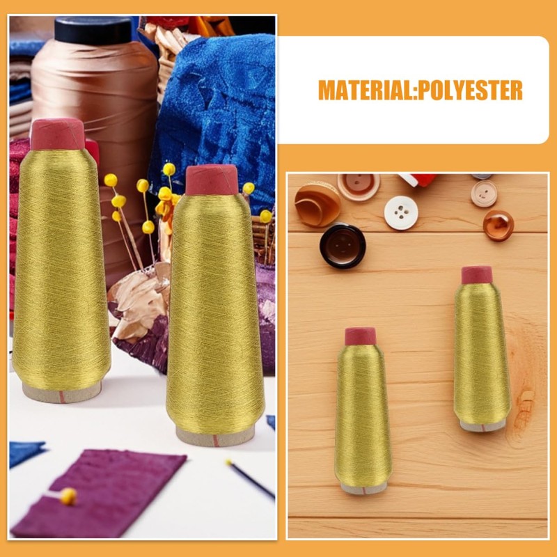 SEWACC 2rolls Metallic Embroidery Thread Reflective Glitter Floss for Sewing
