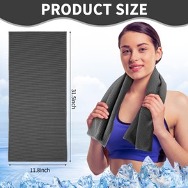 Honoson 10 Pcs Cooling Towel Bulk - Neck & Face Cool Chilly Towels Microfiber Breathable Sport Sweat Rag for Gym, Yoga, Travel, Camping, Running, Outdoor (Black)