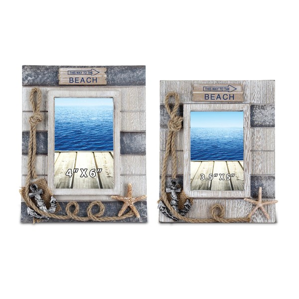 CoTa Global Silver Sea Nautical Photo Frames 4x6 and 3.5x5,