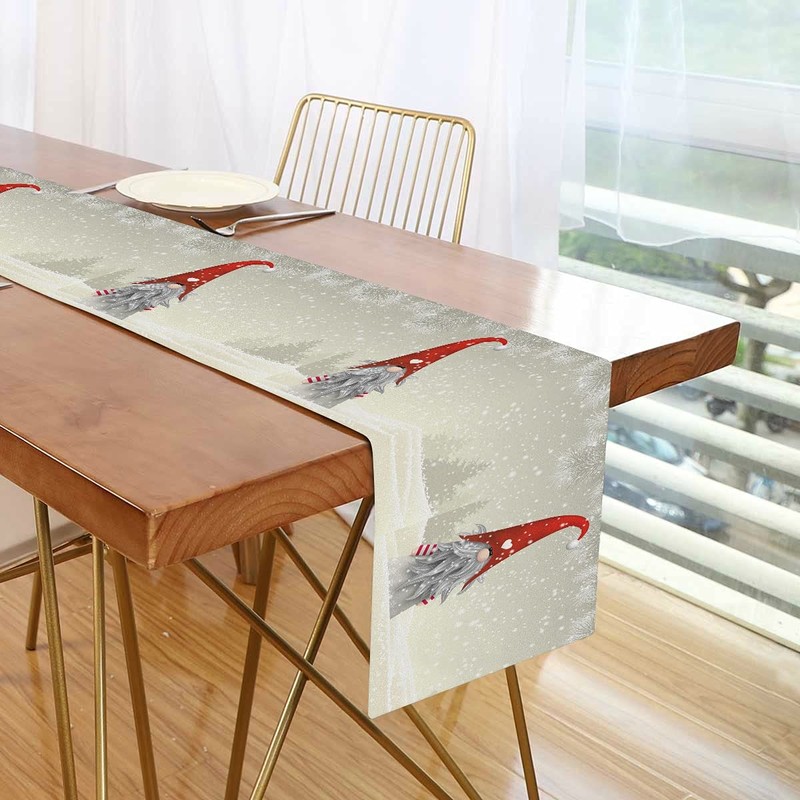 Mnsruu Scandinavian Christmas Gnome Tomte Table Runner, Table Runners Polyester