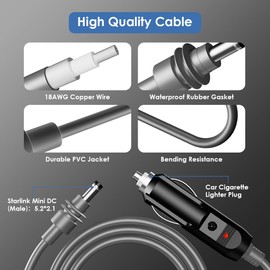 SZJIAHONG for starlink Mini Accessories,12v car Adapter Cable,9.8ft 18AWG Waterproof Charger, starlink Mini Power Cable