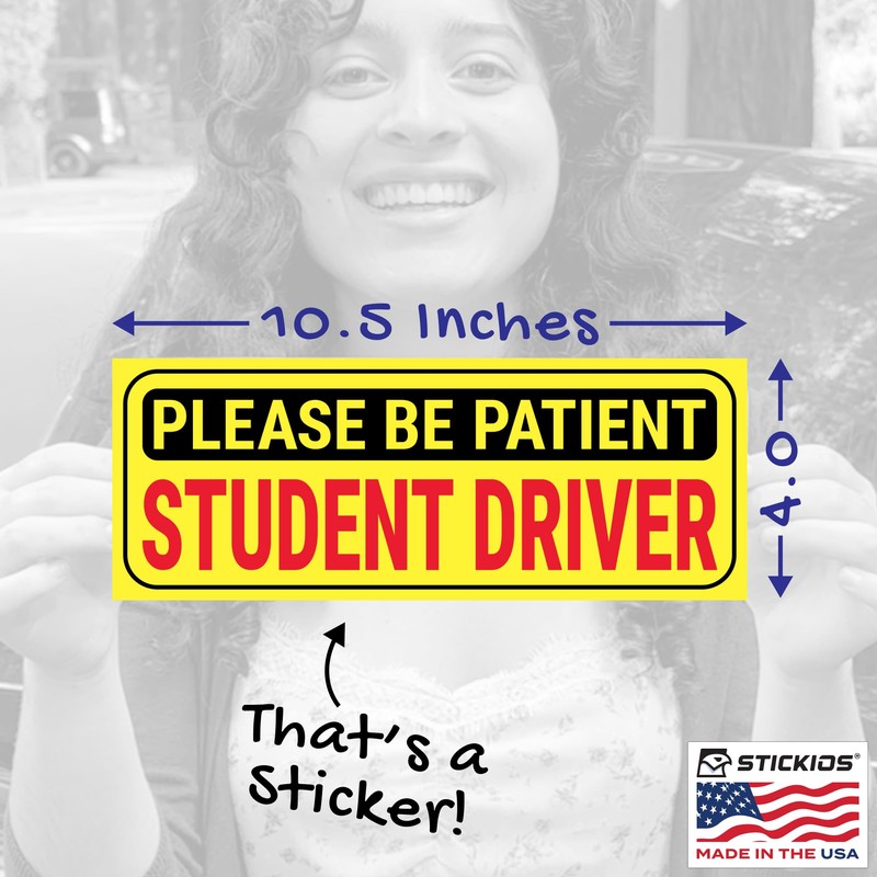 Stickios Student Driver Stickers (Non-Magnetic) for Cars & Windows -