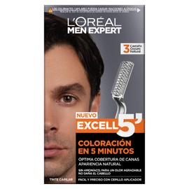L'Oréal Paris Men Expert, Excell 5 Tinte Capilar Permanente Sin Amoníaco, 3 Castano Oscuro Natural, 133 g