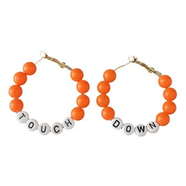 Colorful Football Rugby Hoop Earrings for Women Touch Down Letter Circle Earrings Funny Game Day Outfits Accessories Sports Lover Jewelry Gifts-Orange