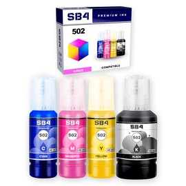 SB4 Compatible 502 Ink Refill Bottles – Replacement for 502 (Not for Sublimation) – Fits EcoTank ET-2720, ET-2760, ET-2800, ET-2850, ET-2750, ET-4700, ET-3850, ET-4760, ET-4750 Printers