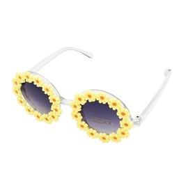 Sheri Mimi 521493002 Sunglasses Kids Sunglasses with Case, Flower, Petal Frame, UV400, Clear x Yellow Lens, One Size, yellow