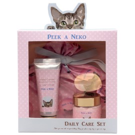 Cozy Company 172831 Hand Cream, Hand & Body Cream, Drawstring Bag Set, Sweet Flowers, Gift Box, Hand, Body Care, Cat, Cosmetic, Birthday, Women, Peeker, Pink, Gift Present