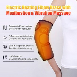 NORMIA RITA Thermic Elbow Wrap with Heat Therapy & Massage - Relieve Pain & Stiffness - Adjustable Warming Sleeve for Joint Support