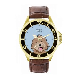 Toff London Beige Labradoodle-Kopf-Hundeuhr