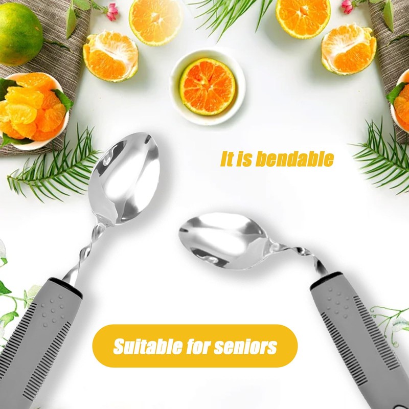 Landrain Parkinson Cutlery with Thick Plastic Handles (Grey) Pack of