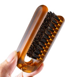 Colexy Hair Brush with Boar Bristles, Men's Brush, Foldable, Foldable Hair Massage Comb, Folding Pocket Hair Brush, Mini Hair Comb, Compact Travel Size for Travel, Women, Antistatic (Amber)