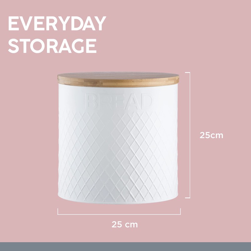 Typhoon Embossed White Bread Bin, 25 cm