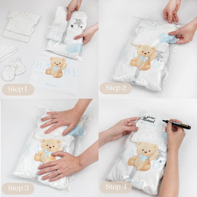 Wellode® Newborn Hospital Pouch Teddy Bear, lightblue, Teddy bear