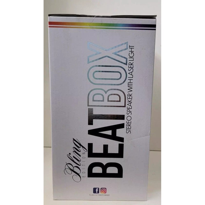 BEAT BOX Stereo Speaker with Laser Light Bling Edition, Bluetooth,