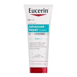 Eucerin Advanced Repair Crema corporal enriquecida con urea, crema corporal sin perfume para piel seca con triple complejo hidratante, tubo de 8 onzas