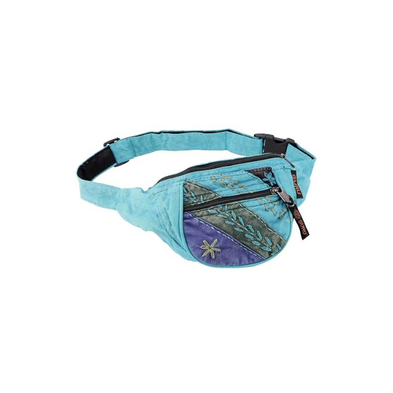 GURU SHOP Embroidered Ethnic Sidebag, Nepal Belt Bag, Brown, Unisex,