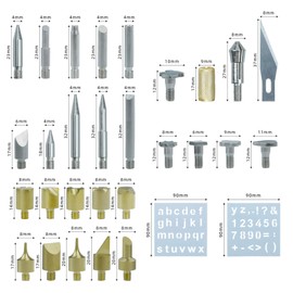 Wood Burning Letters, DIY Wood-Burning Pen Engraving Soldering Tips, Pyrography Soldering Iron Set for Gourd and Leather Pyrography, Engraving, Chrome - Tipped Pen and Welding Tools, 57 - Piece Set