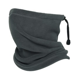 Oscenny Tube Scarf Men Women Drawstring 350g Thick Stretch Polar Fleece Washable Heavy Cold Weather Skiing Cycling Motorcycle Running Cycling Autumn Winter, gray