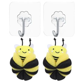 2 Bath Bombs in Bee Shape and 2 Transparent Hooks, Bath Bombs for Children, Cute and Creative Bath Bombs, Bath Accessories