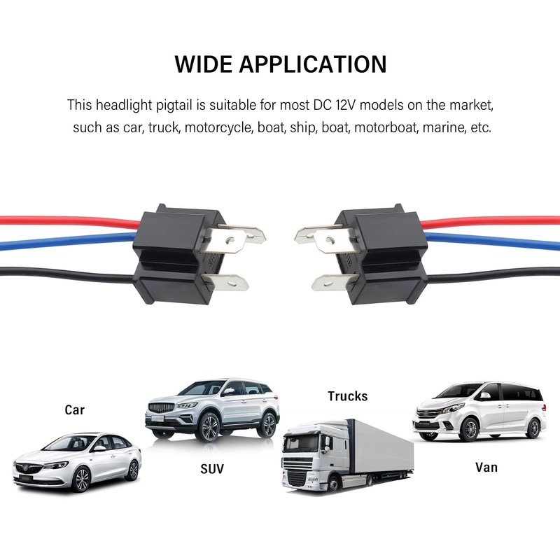 Stacool 2PCS H4 Headlight Connector with 3-Way Headlight Wiring Harness,Female