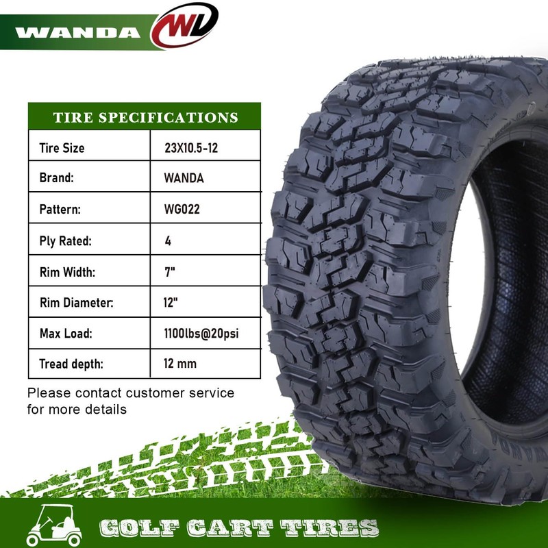 WANDA 23x10.5-12 All Terrain Golf Cart Tires 4 Ply 23x10.5X12-14057