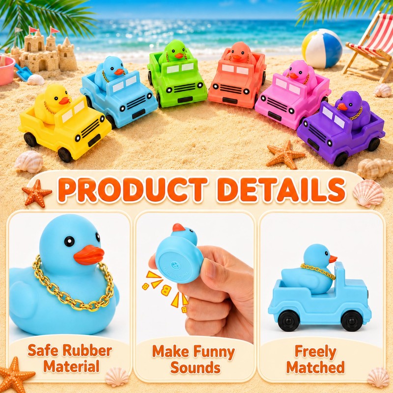 HyDren 72 Pcs Rubber Ducks, 36 Squeaky Cruise Ducks with