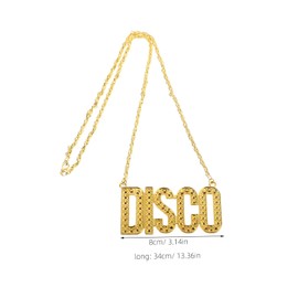 Sosoport Disco Letter Necklace for Women Unique Hip Hop Jewelry Stylish Alloy Pendant for Dance Events Eye Catching Design Accessory for Parties and Casual Wear