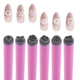 6pcs Nail Art Stamp Pens, 6 Patterns Graffiti Nail Stamp Floral Nail Stamp Paint Pens Nail Polish Pen Set DIY Nail Tools for Women
