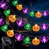 2 Piezas luces led Halloween,16 m x 80 luces LED,calabaza,araña,murciélago
