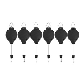 Lythor Pack Plant Hook Pulley, Retractable Plant Hanger Easy Reach Hanging Flower Basket for Garden Baskets Pots and Birds Feeder Hang High up and Pull Down to Water Or Feed (Black 6Pack)