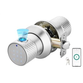 Big Fingerprint Smart Door Knob, Keyless Entry Door Lock with Handle, with Keyboard, Bluetooth, App, Easy to Install, Suitable for Hotels, Bedrooms, Study, Offices