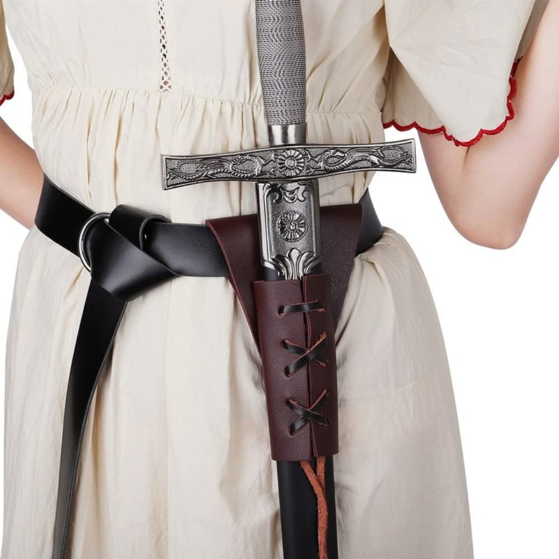 Linghe Medieval Viking Battle Knight Belt PU Leather Sword Holster