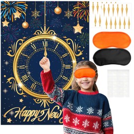 AUGSUN New Years Eve Games, 2025 Happy New Year Activities Clock Game Pin The Clockwise On The Clock Games New Years Eve Party Supplies