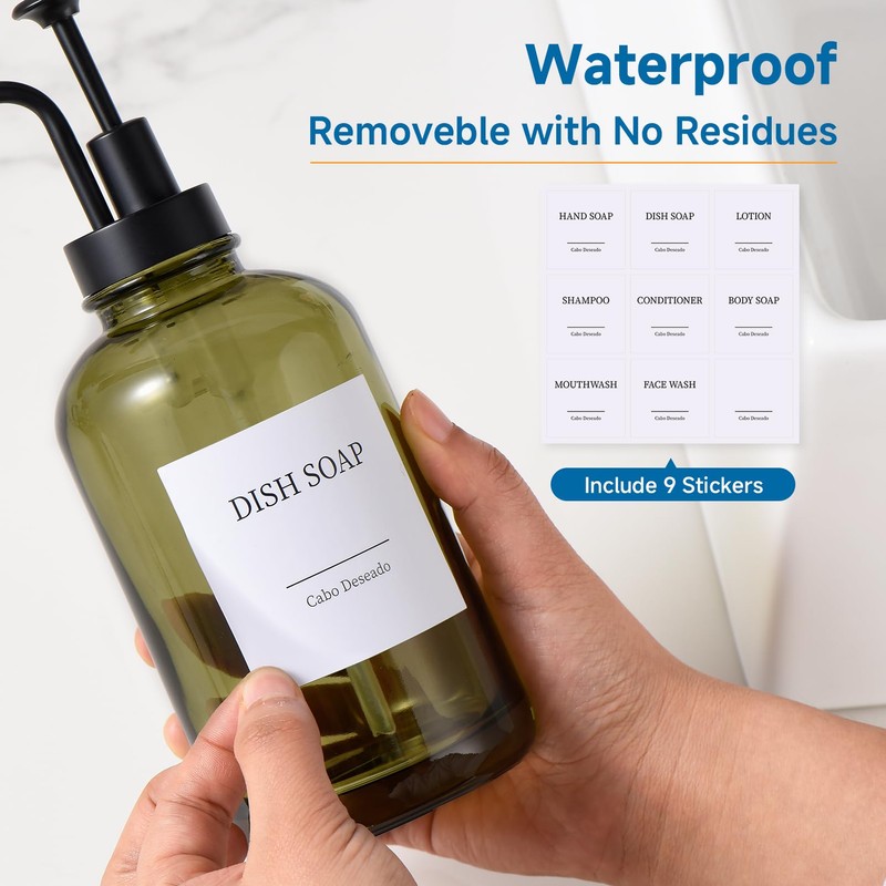 Glass Soap Dispenser with Upgrade Pump, Hand and Dish Soap