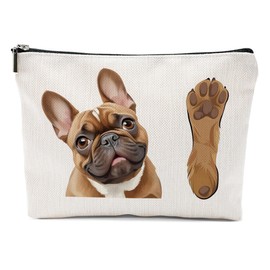 XFN French Bulldog Gifts, Dog Lovers Gifts for Women, Bulldog Lovers Cosmetic Bag Travel Pouch for Women Girls Daughter Friendship Graduation Birthday, Brown