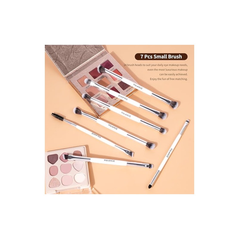 MAANGE 12PCS Brochas para Maquillaje de Doble Punta Profesional Premium,