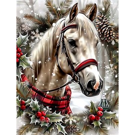 Skyboda Horse Diamond Art Kits for Adults Beginners, Christmas Diamond Painting Kits for Adults,5D Full Drill DIY Diamond Dot Gem Art Kit Wall Home Decor Arts Craft 12x16 inch