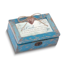 Diamond2Deal Distressed Finish True Friend Heart Locket Music Box