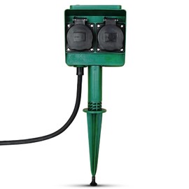 PerfectHD Gartensteckdosenleiste 4-Fach | IP44 | wasserdichte Au?ensteckdose | Stromverteiler Au?en 4-Fach | Wetterfest | Outdoor | Mit Erdspie? | Gr??n