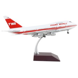 DCD Boeing 747SP Commercial Aircraft Diecast Toy TWA (Trans World Airlines) White Red Stripes Tail Gemini 200 Series 1/200 White