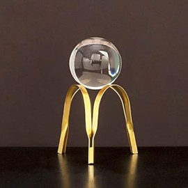 Hosoncovy Metal Crystal Ball Ornaments Clear Crystal Ball with Metal Stand Transparent Crystal Ball Home Furnishings with Metal Stand Home Ornament Home Decoration (Arch Holder)