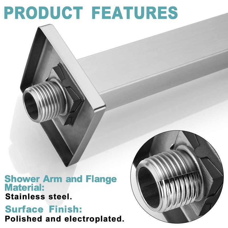 BESTILL 20 Inch Brushed Nickel Ceiling Mount Shower Arm and